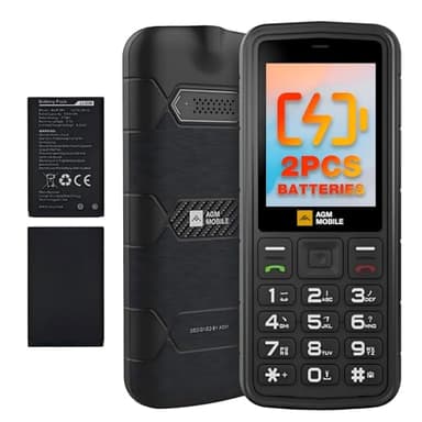 AGM M9 4G Téléphone Portable Senior Débloqué avec Grandes Touches | Robuste Étanche IP68 | Double SIM | Numérotation Rapide | Ergonomique | Téléphone Incassable Pas Cher Noir Batteries Doubles