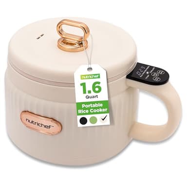 NutriChef Cuiseur à Riz Électrique Portable 1,5 L (6 Tasses) – Multicuiseur à Revêtement Céramique, Écran Numérique et 6 Programmes