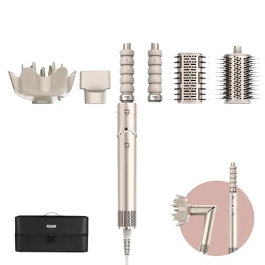 Shark FlexStyle 5-en-1 Air Styler & Sèche-cheveux, Boucleurs Auto-Wrap, Brosse Plate, Brosse Ovale, Concentrateur, Diffuseur, Étui de Rangement, sans Dommage Thermique, Champagne HD446SLEU