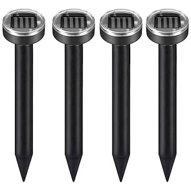 4X répulsifs solaires à ultrasons IP56 - Répulsif Anti-Taupes - Répulsif à ultrasons - Répulsif Contre Les Taupes - pour l'extérieur - Pelouse, Cour de Jardin -Black