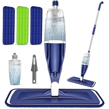Balais Serpillère Vaporisateur Professionnel - EXEGO Spray Mop Microfibre Balai Lave Sol avec Reservoir 3 tampons en Microfibre Wet Mop Balai Pulvérisateur pour Le Bois Dur, Le Stratifié, Le Bois