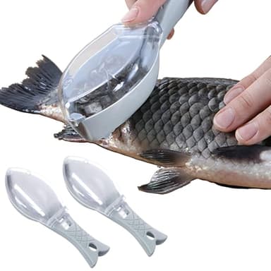 Ulawellor 2 Pcs Grattoir à Écailles de Poisson,Poisson Ecaille Nettoyage Ecailleur Poisson Professionnel pour Maison,Cuisine,Restaurant,Outils de Cuisine Gadgets de Cuisine avec des Couvercle (Bleu)