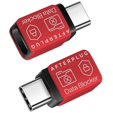 Afterplug Lot de 2 bloqueurs de données USB C vers C, anti-jack, pour charge uniquement, design adapté aux coques, prend en charge le chargement PD jusqu'à 240 W (rouge)