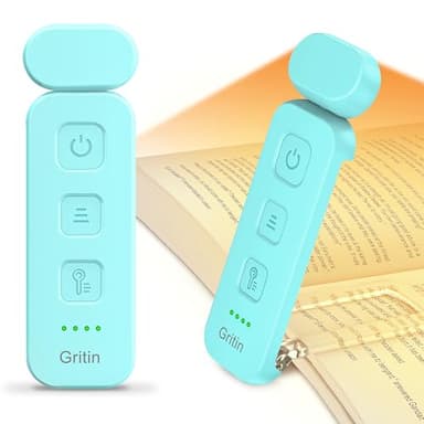 Gritin Lampe de Lecture Rechargeable, 3 Couleurs Protection des Yeux & 5 Niveaux de Luminosité Réglables, Portable Longue Durée Mini Liseuse Lampe Clip pour Lire au Lit,Cadeaux pour Lecteurs de Livres