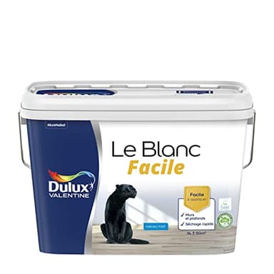 Dulux Valentine Le Blanc Facile - Peinture Intérieure Murs, Plafonds, Boiseries - Facile à appliquer - Mat Blanc 5 L