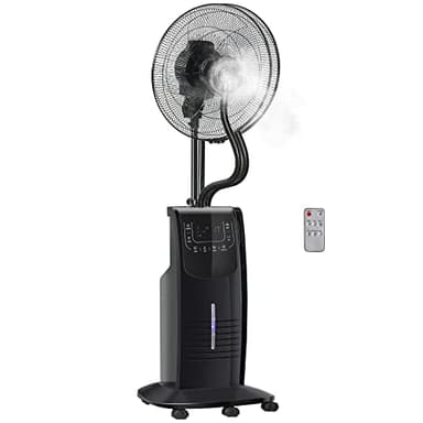 HOMCOM Ventilateur brumisateur sur roulettes 90 W télécommande minuterie 3 modes 3 vitesses oscillant silencieux noir