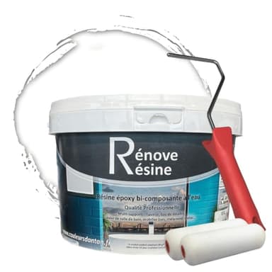COULEURS D ANTAN Peinture Résine multisupport Intérieur pour Faïence, Carrelage, Douche, Baignoire 5m² - RAL 9010 Blanc pur + Kit d'application OFFERT