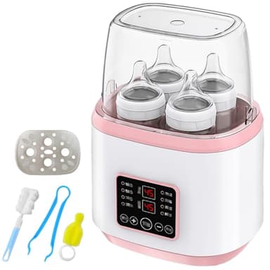 Chauffe-biberon 8 en 1 pour bébé, stérilisateur rapide pour biberons, chauffe-biberons, chauffe-biberon, chauffe-biberon, chauffe-biberon, chauffe-biberon, avec écran LCD, sans BPA, rose