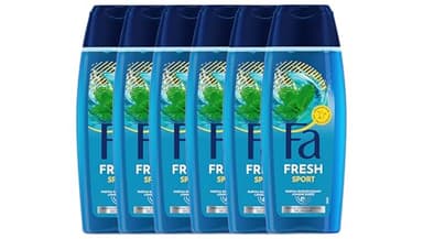 Fa - Fresh Sport - Gel Douche Rafraichissant - Parfum citron, menthe et notes marine - Parfum Longue Durée - Formule Végane Bouteille de 250 ml - Lot de 6