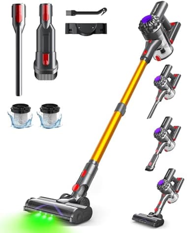 VACTechPro Aspirateur Balai sans Fil, 35kPa Aspirateur sans Fil 6 en 1,35 Minutes d'Autonomie avec Batterie Amovible,pour Le Nettoyage de Tous Types de Sols et Tapis