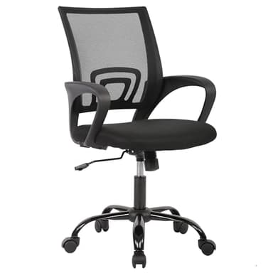 BestOffice Chaise de Bureau Ergonomique avec Siège Dossier en Maille Respirante Hauteur Réglable Fauteuil d'Ordinateur Inclinable à roulettes Pivotantes Noir