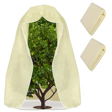 2 Pièces Housse Hivernage Palmier - 160x180cm Voile Hivernage Grande Taille - Housse Hivernale pour Plante Extérieure, Cordon de Serrage et Zipper, Résistant à la Déchirure