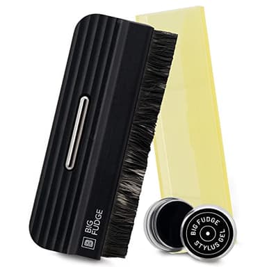 BIG FUDGE Nettoyant pour disque vinyle - Brosse et stylet gel pour aiguilles de disque - Disque antistatique en fibre de carbone anti-rayures