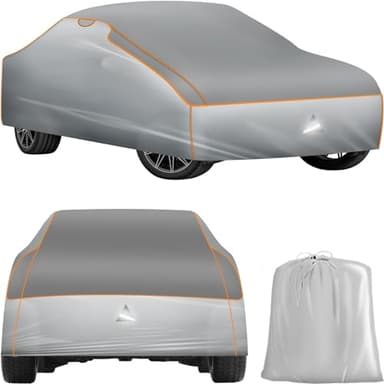 tectake® Bâche de protection pour Voiture Extérieur Bâche imperméable, Respirant, Housse de voiture Anti-grêle, Bandes réfléchissantes, Anti-UV, Anti-poussière, Anti-moisissure pour Petite voiture SUV