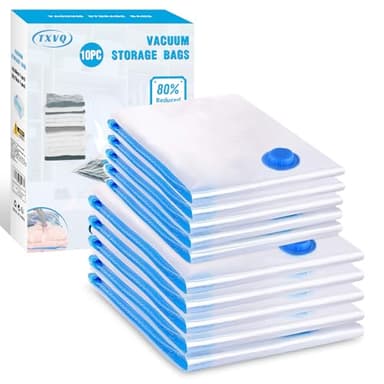 Sacs de Rangement Sous Vide 10 Pièces 5M 70x50 + 5S 60x40cm Housses de Rangement Sous Vide Voyages Sac Sous Vide Vetement Aspirateur pour Vêtements, Couettes, Literie, Oreillers