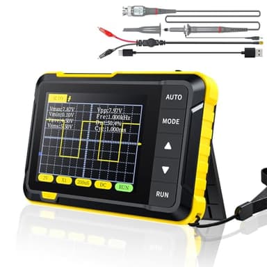 SURLABA Mini Oscilloscope, 2.8" Numérique Oscilloscope de Poche avec 200KHz de Bande Passante, 2.5MS/s de Taux d'échantillonnage, Trigger Mode Auto/Nomal/Single pour Débutant, Bricolage