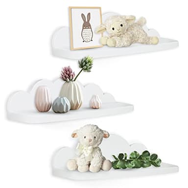 Pyjacos Étagères Murales Lot de 3 pour Salon Chambre Bureau Salle de Bains ou Cuisine des Nuages,blanche-3L
