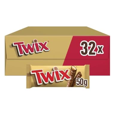 TWIX - Barre Chocolat au Lait, Caramel et Biscuit - 32 Sachets Individuels de 2 Barres Chocolatées - Grand Format - Idéal à Partager - 1,6kg