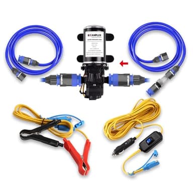 Camplux Pompe à Eau 6 L/min, DC12V, 4,5 Bar, Haute Pression pour Caravane, Bateau, Système d’eau Chaude au Gaz