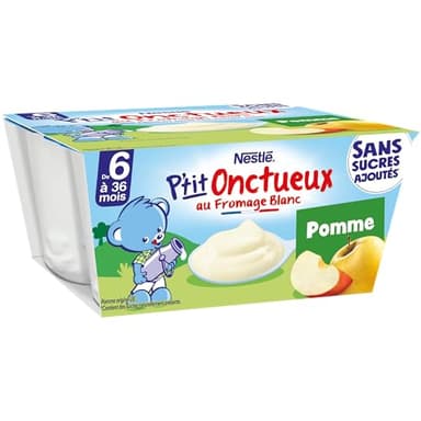 NESTLÉ BÉBÉ - P'TIT ONCTUEUX LES SANS SUCRES AJOUTÉS POMME DES 6 MOIS 4X90G