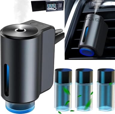 Électrique Diffuseur Voiture avec 3 parfums (Colognee/Style Parisien/Hiltonn), Diffuseur Électrique, Atomiseur Ultrasonique, 3 Modes, On/Off Automatique, Batterie Intégrée, Diffuseur d'Arômes CFK-3Z