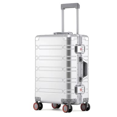 Simcat Valise en métal 100 % aluminium avec roues rotatives, serrure TSA, argenté, 20in Handgepäck, Moderne