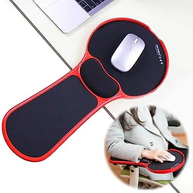 LL-COEUR Support de Bras Réglable Repose Poignet Ergonomique Extension Bureau Plateau Ordinateur Accoudoir Tapis de Souris pour Table et Chaise (Rouge)