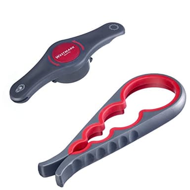 Westmark Set de 2pcs : 1 Ouvre-couvercle Polyvalent + 1 Ouvreur Combiné, Plastique/acier de haute qualité, Moby Dick/Propeller, Anthracite/Rouge, 105122E6