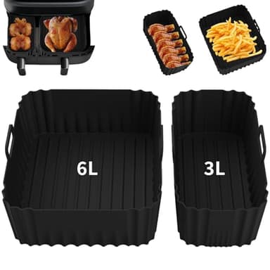 Moule Air Fryer pour Philips 3000 Dual Basket, Plat Silicone Air Fryer pour Philips Airfryer Série 3000 und 5000, Réutilisable Accessoires Air Frye pour Philips Air Fryer NA350 NA550 6/3L