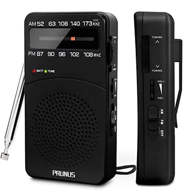 Radio Portable, PRUNUS J-166 AM(MW)/FM Petite Radio a Pile, Mini Radio de Poche avec Excellente Réception, Bouton de Réglage avec Indicateur de Signal, Transistor Radio(AA)