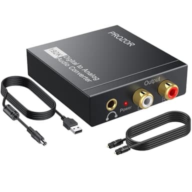 PROZOR Convertisseur DAC Audio Professionnel 192kHz Entrée Optique Coaxiale vers Sortie RCA 3.5mm pour Home Cinéma PC Gaming Casque