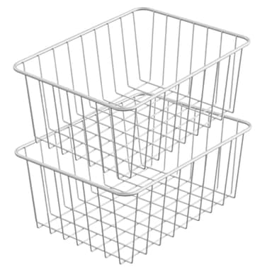 Jorzer Lot de 2 bacs de rangement rectangulaires empilables en acier inoxydable pour congélateur vertical, 28 x 21,6 x 11,9 cm, pour la maison