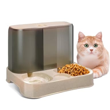 Arespark 2 en 1 Distributeur Croquettes Chat, mangeoire avec Fontaine à Eau, Bol pour Chat, Bol Amovible, Fournitures pour Animaux de Compagnie pour Chats, Chiens et Chats