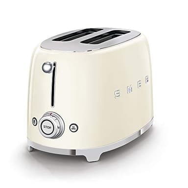 Smeg TSF01CRUK Grille-pain 2 tranches 950 W Crème (Acier, boutons rotatifs, 950 W, 220-240 V)