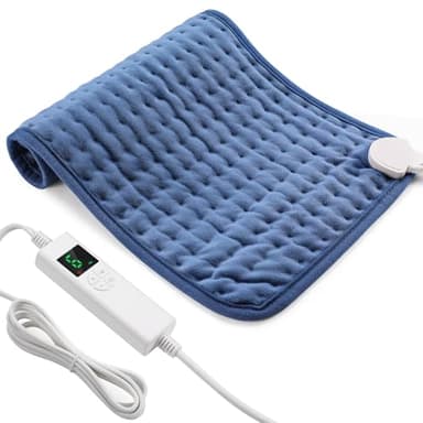 Coussin Chauffant Electrique avec 6 Niveaux de Chaleur Minuterie de 6 Heures, Ceinture Chauffante Lombaire 30 x 60cm, Chauffage Rapide, Lavable en Machine,Coussin Chauffant Dos,Epaule et Nuque Bleu