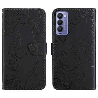 Compatible avec Tecno Camon 18 4G Coque,Compatible avec Tecno Camon 18 P 4G Etui pour téléphone Portable en Cuir PU avec Kickstand à Rabat Black