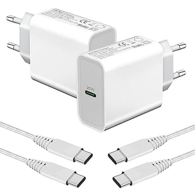 2Pack 25W Chargeur USB C et Cable pour Samsung Galaxy A55 5G/A25 5G/A16 5G S25 S24 S22 S21 Plus Ultra/S23 FE,A54 A53 A15 A52 A52S A34 A14 A33 A23 A13 A05S Charge Rapide Type C Prise Secteur Mural