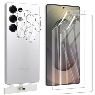 Pollachi Lot de 2+2 Protecteur D'écran pour Samsung Galaxy S25 Ultra 5G,Film d'hydrogel,2 X Protecteur D'écran + 2 X Caméra Arrière Protecteur,Film TPU Flexible pour Samsung Galaxy S25 Ultra 5G