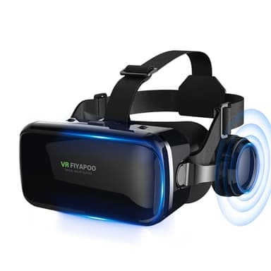 FIYAPOO Casque VR HD Lunettes 3D avec Écouteurs Hi-FI Intégrés, Réalité Virtuelle pour Téléphone, pour Films et Jeux, avec Smartphones Android et iPhone (4,7 à 6,7 Pouces), Cadeau Parfait pour Noël