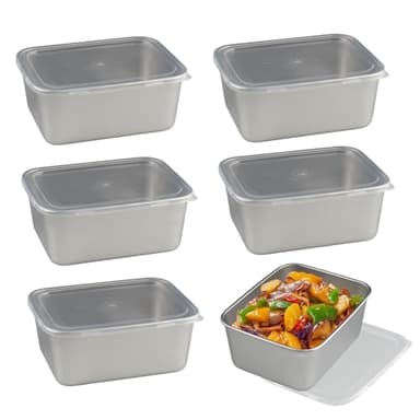 Doafoce 6 Pièces Boîtes de Conservation avec Couvercles Boite Inox Alimentaire 600 ml Boîtes Alimentaires Boite Congelation Alimentaire Réutilisables
