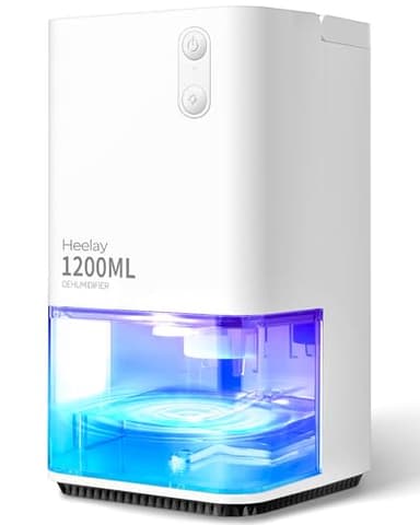 Déshumidificateur 1200ML,Heelay® Déshumidificateur d'Air Electrique Ultra Silencieux Arrêt Automatique 7 Lumière LED Colorée Portable Compact Pour la cave salle de bain,armoire,chambre,placard