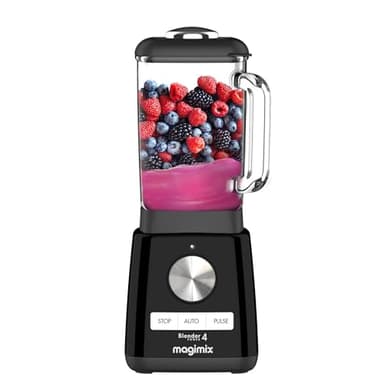 Magimix Blender Power Mixeur Professionnel 4 - Blender Électrique, Hachoir, Mixeur pour Smoothie, Hachoir Robot Multifonction - Bol en verre - Noir