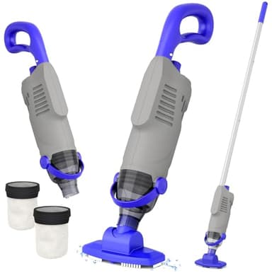 Nichro Aspirateur Piscine Hors Sol sans Fil 60W - Aspirateur Spa Rechargeable avec Perche 1,6m & Aspiration 68L/Min - Aspirateur Piscine pour Bains à remous, piscines Hors Sol/enterrées-Gris