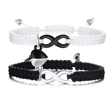 XUANPAI Bracelet Couple Amoureux pour 2 Connecté Couple - Je t'aime en Commun Magnetique pour Cadeau Soeurs Amis Famille Anniversaire Noël
