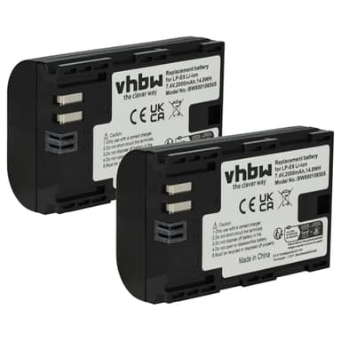 vhbw 2X Batterie Compatible avec Blackmagic Pocket Cinema 4K Appareil Photo (2000mAh, 7,2V, Li-ION), Puce d'information