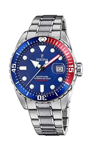 Festina Montre Automatique Bleue F20480/1 pour Homme, Plata, groß, Bracelet