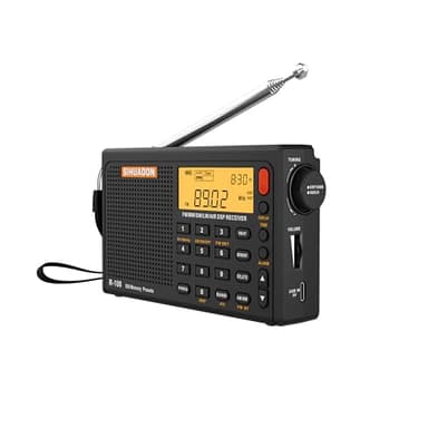 Radio Portable SIHUADON R108 FM AM MW SW Radio Multibande Poste Radio à Ondes avec Affichage du Temps De Parole Fort RéTro-éClairage De La Radio NuméRique Alarme Noir