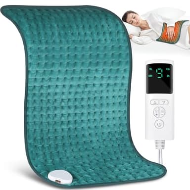 POWZOO Coussin Chauffant,30*60cm Couverture Chauffante,9 Réglages de Chaleur,4 Niveaux de Minuterie,Fonction B'arrêt Automatique,Lavable en Machine,Confortable Doux Thermothérapie Soulager La Douleur.