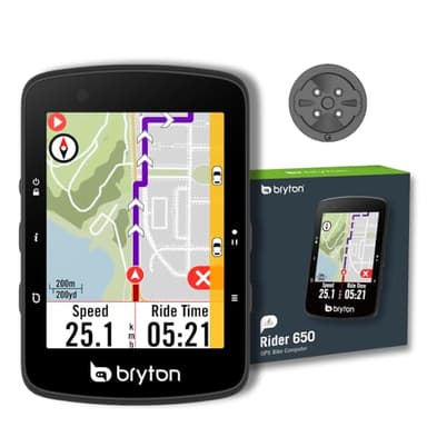 Bryton Rider 650/550 Compteur GPS pour vélo, écran Couleur 2,8", Navigation détaillée Virage par Virage, réglage Automatique de la luminosité, Compatible Bluetooth et Ant+