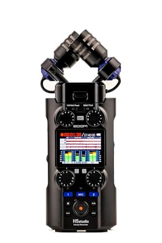 Zoom - H5Studio enregistreur 4 pistes 32 bits à virgule flottante 192 kHz - 16/24 bits, gain, limiteurs, capsule XYH-5e, compatible capsule SSH-6e et EXH-6e, interface audio Mac, Pc, iOS, Android
